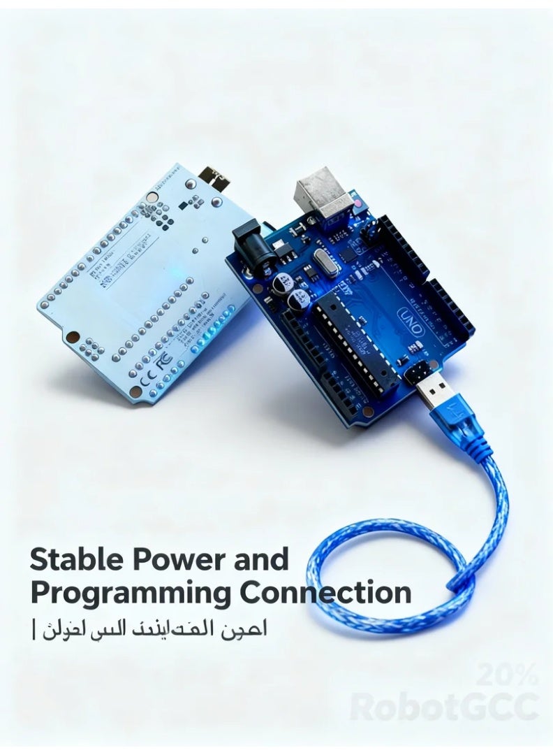 robotgcc UNO R3 Original Controller Board | ATmega328P + 16U2 Chipset | Compatible with Arduino IDE | Robotics and Sensor Control | STEM Automation Learning Kit | USB Cable Included - Image 4