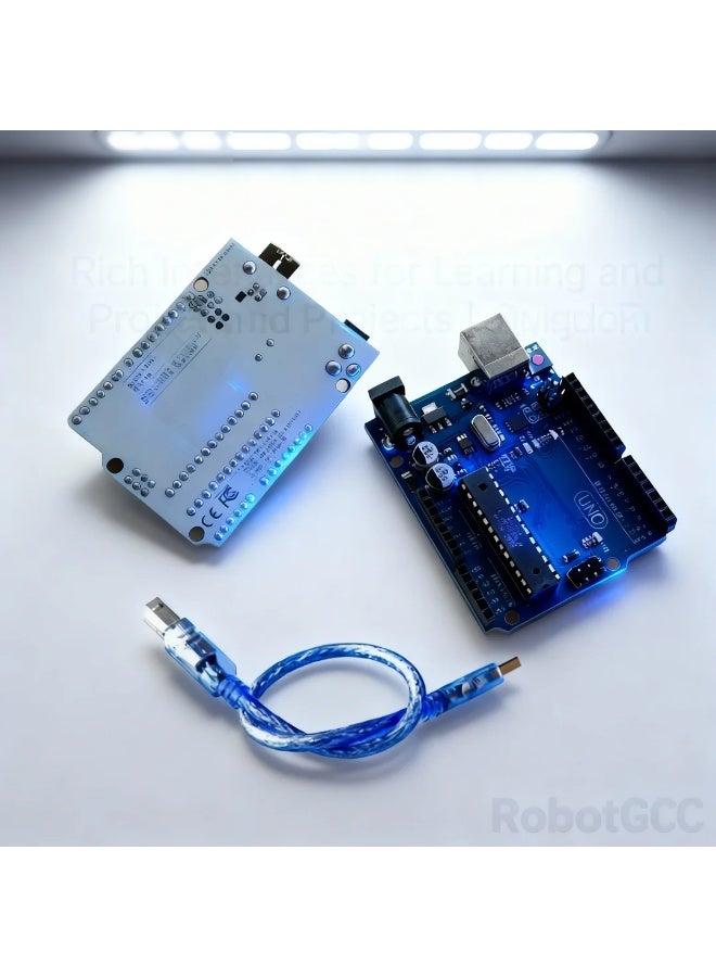robotgcc UNO R3 Original Controller Board | ATmega328P + 16U2 Chipset | Compatible with Arduino IDE | Robotics and Sensor Control | STEM Automation Learning Kit | USB Cable Included - Image 2