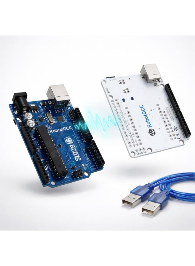 robotgcc UNO R3 Original Controller Board | ATmega328P + 16U2 Chipset | Compatible with Arduino IDE | Robotics and Sensor Control | STEM Automation Learning Kit | USB Cable Included - Image 1