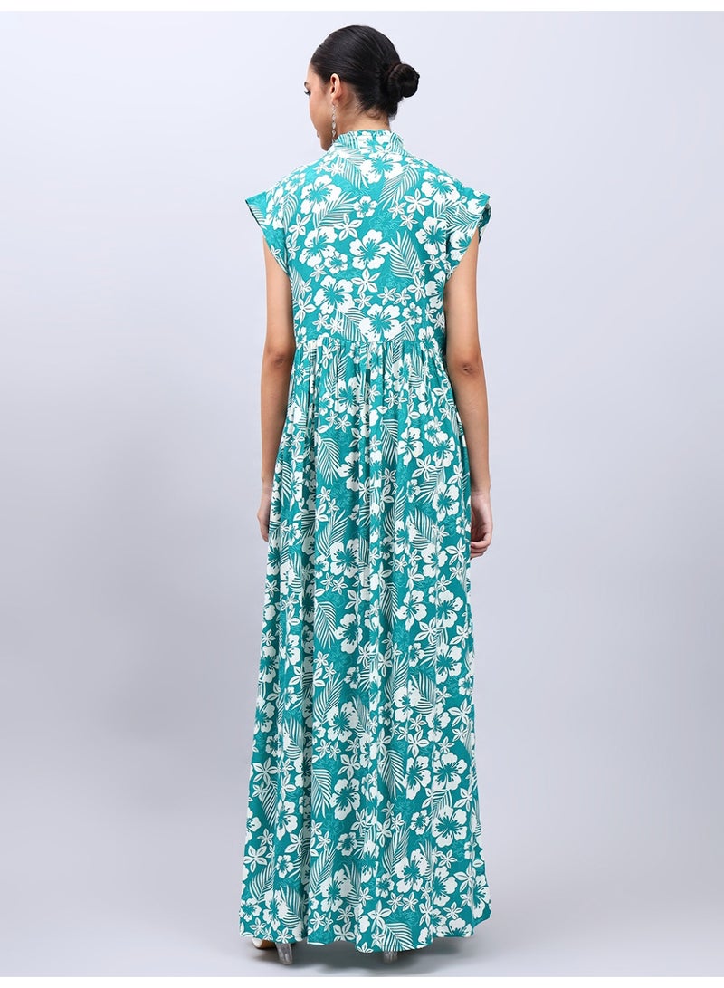 الايا جلابية قطنية مطبوعة بأكمام كاب للسيدات - Image 2