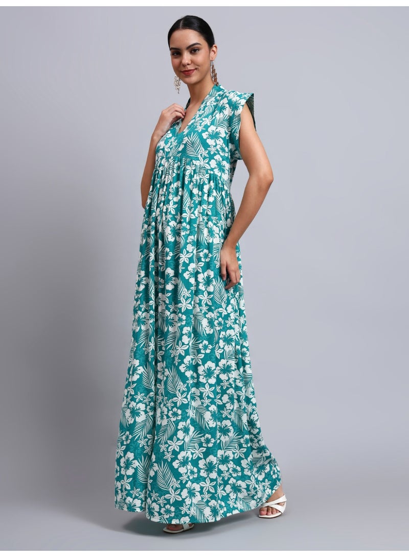 الايا جلابية قطنية مطبوعة بأكمام كاب للسيدات - Image 5