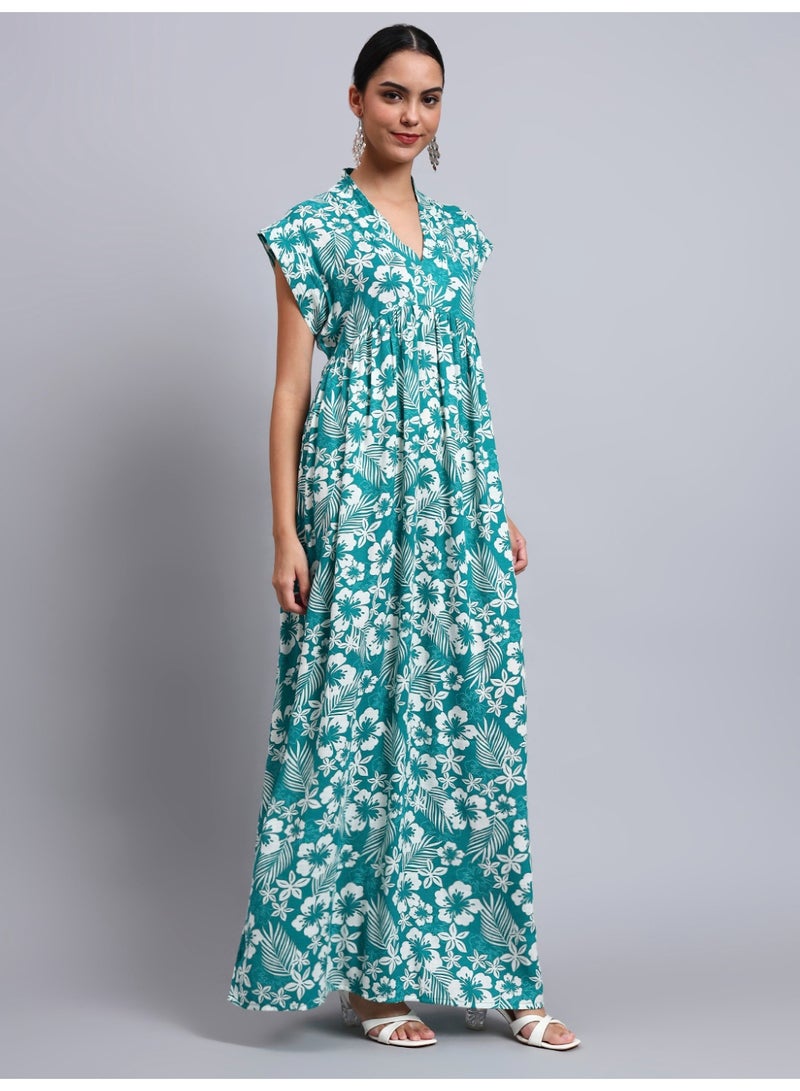 الايا جلابية قطنية مطبوعة بأكمام كاب للسيدات - Image 4