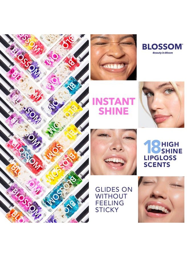 Blossom Roll on Lip Gloss, Scented Clear High Shine Moisturizing Lip Oil, Non Sticky, Infused with Real Flowers, Made in USA, 0.3 fl. oz./9ml, 3 pack Mini Gift Set, Strawberry, Watermelon, Mango - Image 4