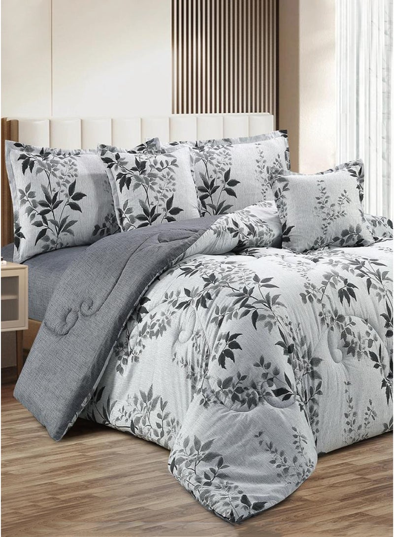 Miral Floral Double Bedding Set – Reversible Design | 6 Pieces | Soft Luxury Comforter 220×240 cm | Fully Elastic Fitted Sheet 200×200+30 cm - Image 1