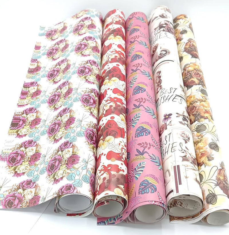 Gold Leaf GOLD LEAF Flowers Printed Paper Gift Sheets,25Pcs Multicolor Wrapping Papers Gift Wrapping Paper Sheets For Birthday Gift And Kids Book Decoration  - Image 3
