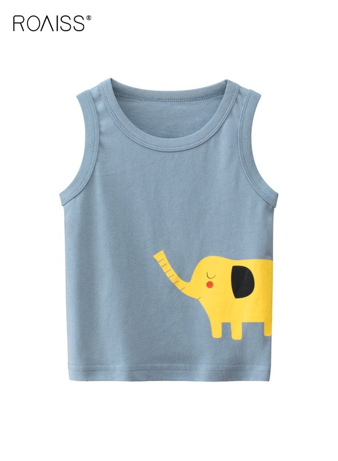 رويس مجموعة 4 قطع من القمصان الصيفية، قمصان قطنية للأولاد، قمصان ناعمة مطبوعة برسومات حيوانات، قمصان مريحة بلا أكمام للأولاد، مناسبة للارتداء اليومي أو أي مناسبة - Image 5