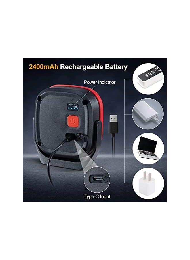 PROMASS LED Work Light, 42 LEDs 1000 LM Rechargeable Work Lights Portable Magnetic Flashlight Inspection Light for Outdoor Camping Hiking Emergency,Car Repairing and Waterproof Job Site Lighting-2400mAh ,1PCS - Image 4