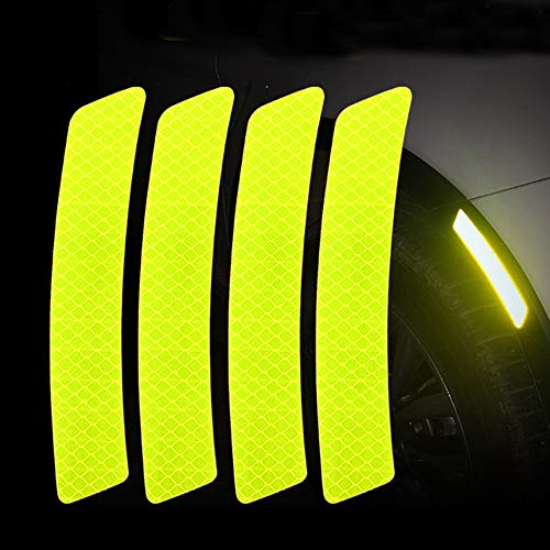 Allure Auto® 4pcs 3D Super Reflective Stickers Carbon Fiber Strips Car Side Door Edge Bumper Anti-Scratch Protection Guards Trim Stickers (Wheel Eyebrow Stickers Green) for Hyundai Grand I10 - Image 1