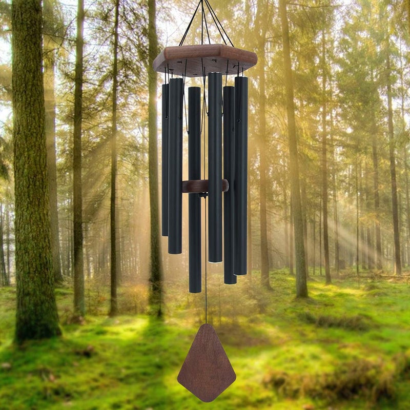 ASTARIN Wind Chimes for Outside 30 Black Aluminium Wind Chime with Wind Catcher Outdoor Garden Patio Decoration Windchimes Classic Zen Gift for Men and Women