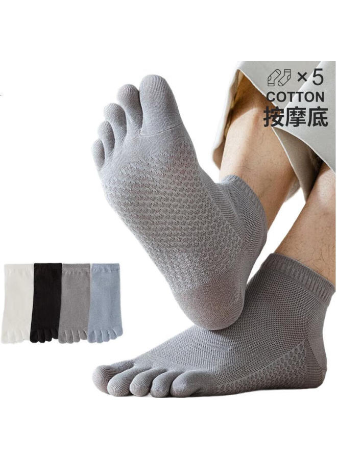Cotton Five Toe Socks Men'S Short Tube Socks Summer Thin Pure Cotton Men'S Summer Massage Bottom Anti-Odor Absorbent Mesh Toe Separated Socks