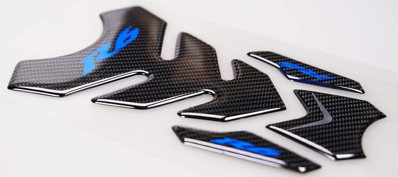 REVSOSTAR Real Carbon Fibre Gas Cap and Tank Protector Set for R6 600 (2006-2016) - 3 Pcs (Blue) - Image 3