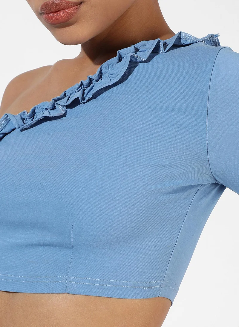 Pinacolada  Women's Sky Blue Ruffle-Lined Co-Ord Set for Women | Best Price UAE