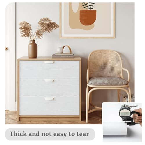 Abyssaly White Wood Paper Decorative Self-Adhesive Film for Furniture Real Wood Tactile Easy to Clean Perfectly Covers The Surface Without Passing Through The Primary Colors 11.8" X 78.7" - Image 5