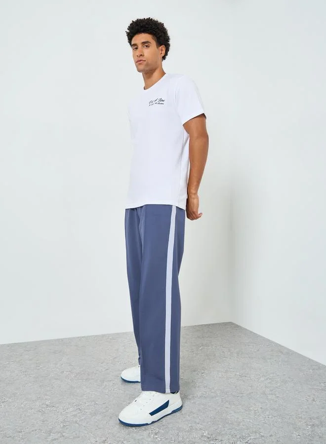 Styli Men Grey Oversized Side Stripe Joggers