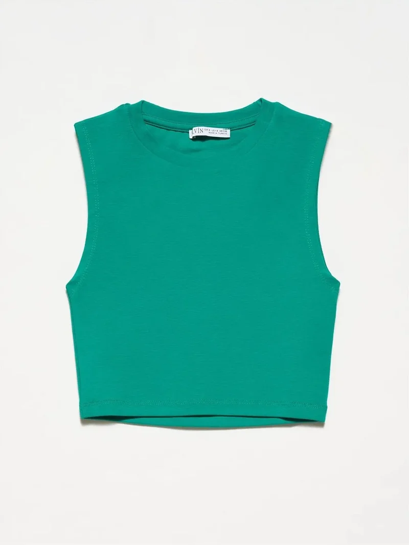Dilvin Dilvin Sleeveless Crop Top In Cotton Jersey