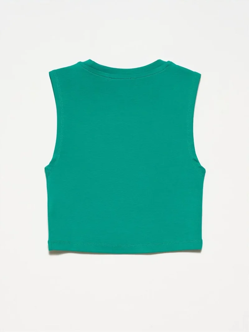 Dilvin Dilvin Sleeveless Crop Top In Cotton Jersey