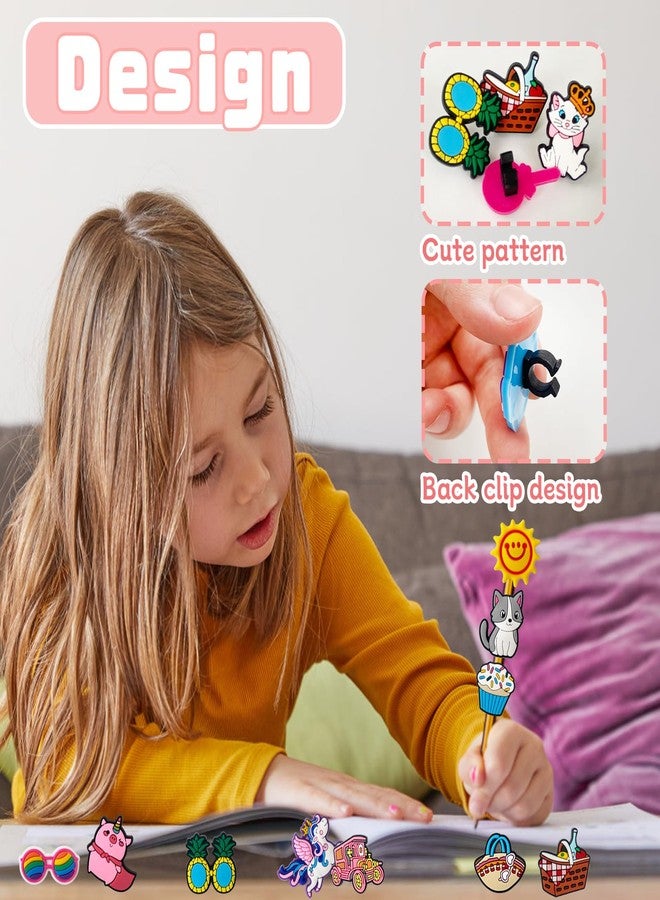 Zddaoole 100 Pcs Cute Pencil Topper Decoration,Bulk Random Pencil Topper Accessories,Different Pencil Clips Decorations for Pupil/Junior Students Gifts,Awards,Prize - Image 5