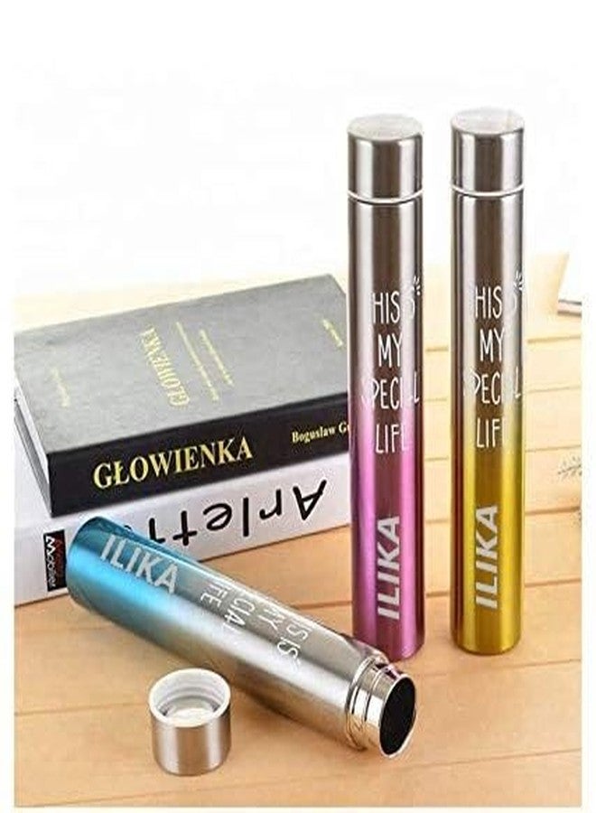 ILIKA Super Slim Water Bottle Flask Aqua Slim Water Flask Bottle for Outdoor & Indoor Use,Bottle,Fridge Bottle,Birthday Return Gift Good Product 310 Ml(Assorted Color,Pack of 1)-Stainless Steel - Image 1