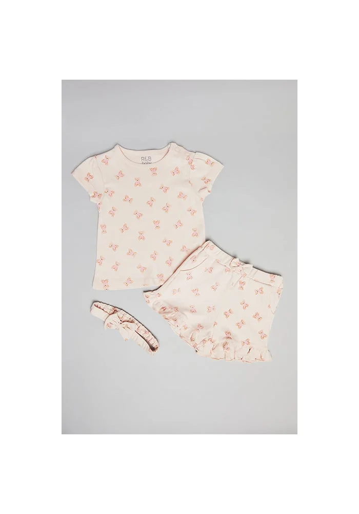 R&b Printed Top & Shorts with Headband