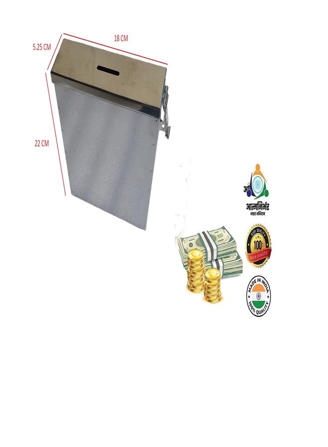 Gvanys® Coin Box Gullak Donation Box Money Bank Steel Body Size- L-5.25, W-18, H-22 CM Coin Bank - Image 2