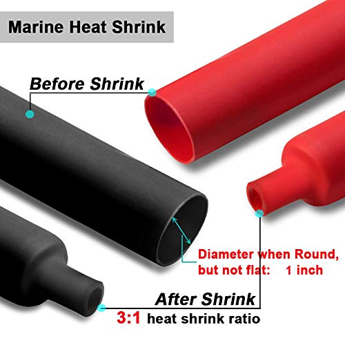 MILAPEAK 2 Pcs 1 inch (Diameter) Heat Shrink Tubing, 3:1 Adhesive-Lined Large Heat Wire Shrinkable Tube by MILAPEAK (4 Feet, Black & Red) - Image 2
