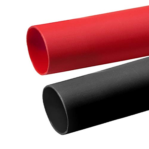 MILAPEAK 2 Pcs 1 inch (Diameter) Heat Shrink Tubing, 3:1 Adhesive-Lined Large Heat Wire Shrinkable Tube by MILAPEAK (4 Feet, Black & Red) - Image 1