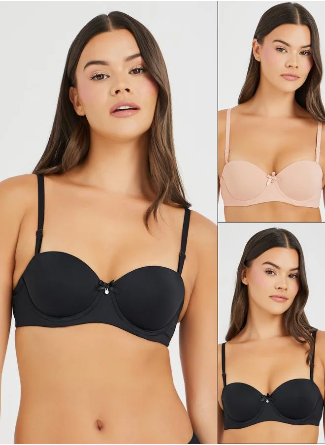 ستايلي Styli Set of 2 - Solid Padded Wired Balconette Bra