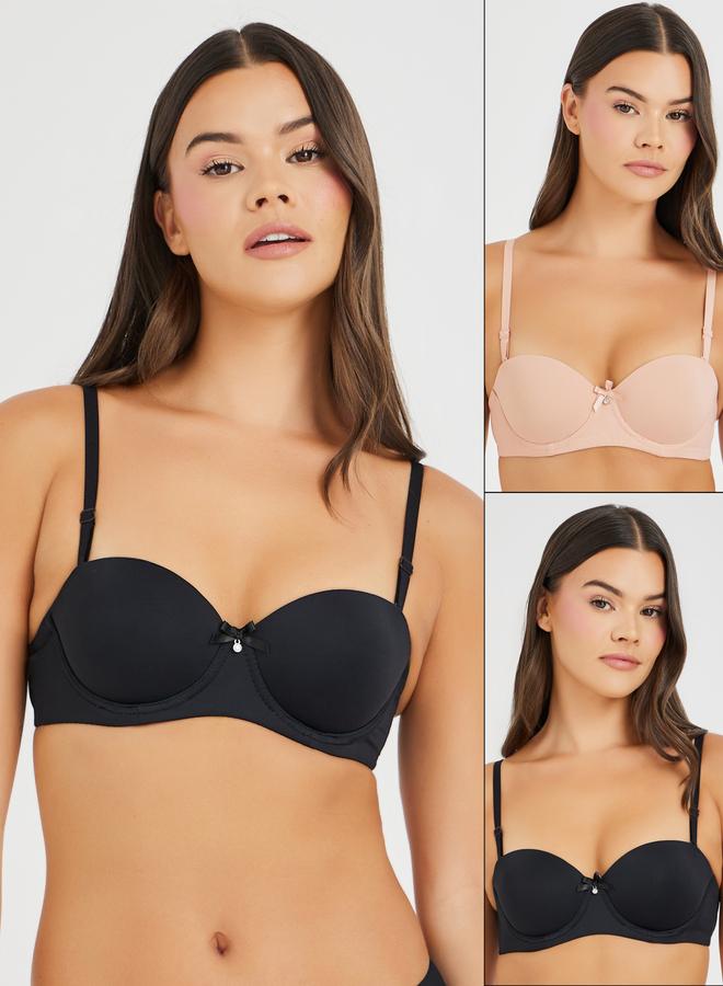 Styli Styli Set of 2 - Solid Padded Wired Balconette Bra  - Image 1