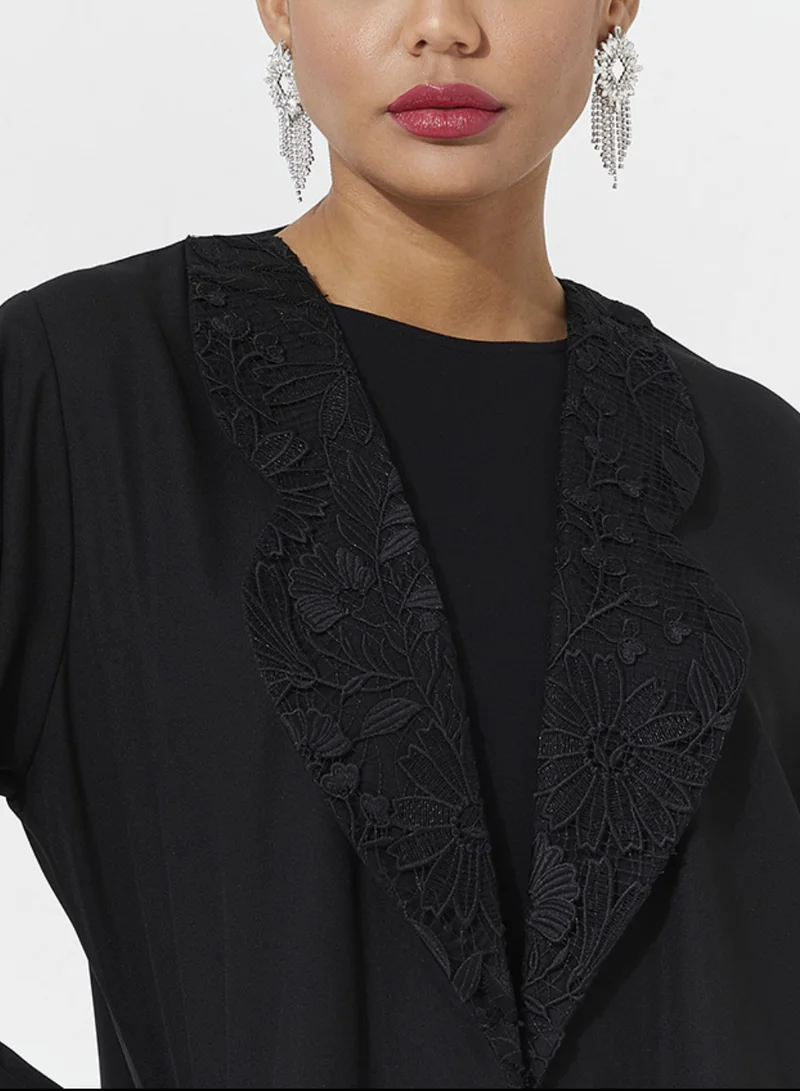 Rosette Abaya Neck Design with wide sleeves