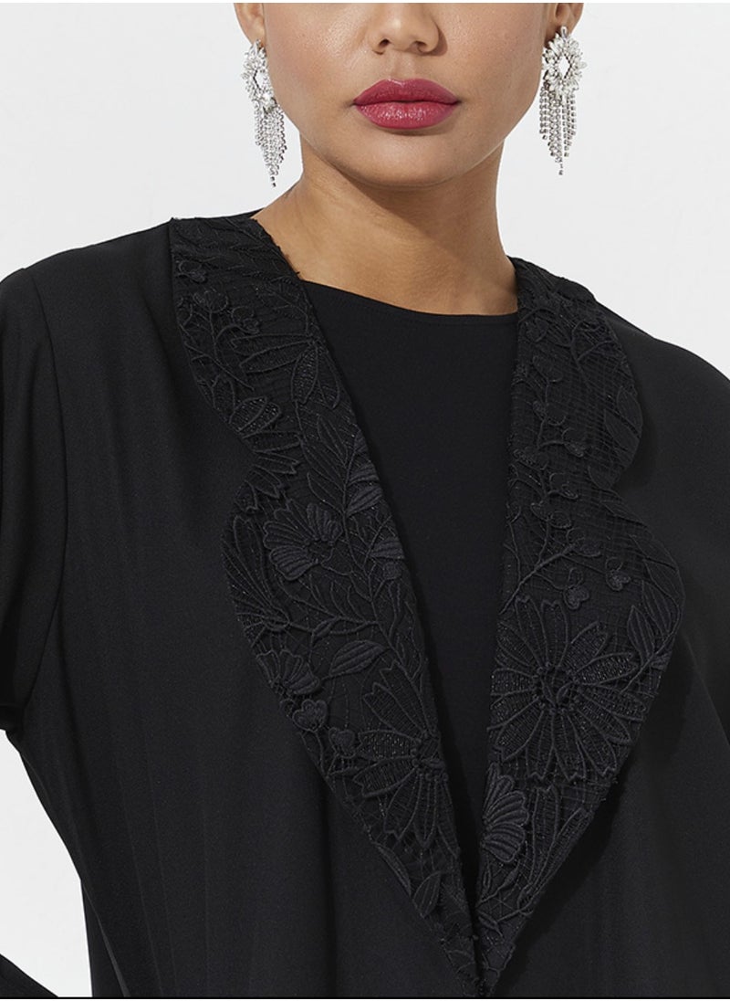Rosette Abaya Neck Design with wide sleeves  - Image 4
