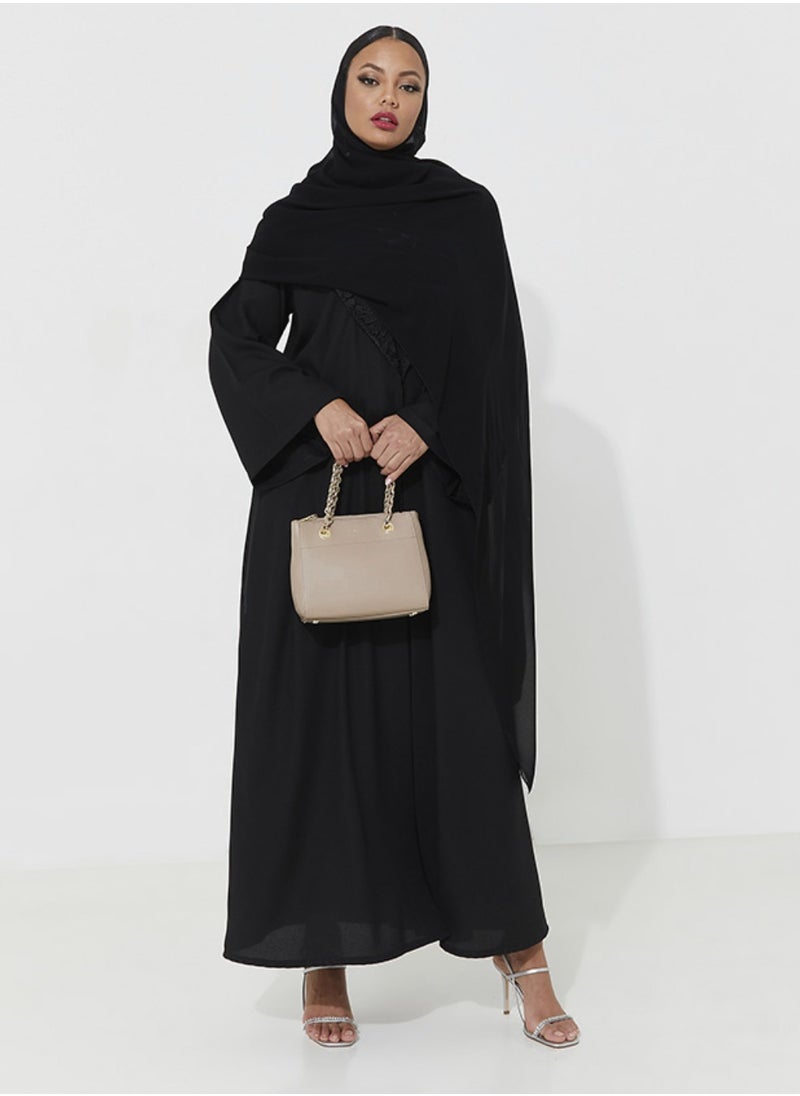 Rosette Abaya Neck Design with wide sleeves  - Image 3
