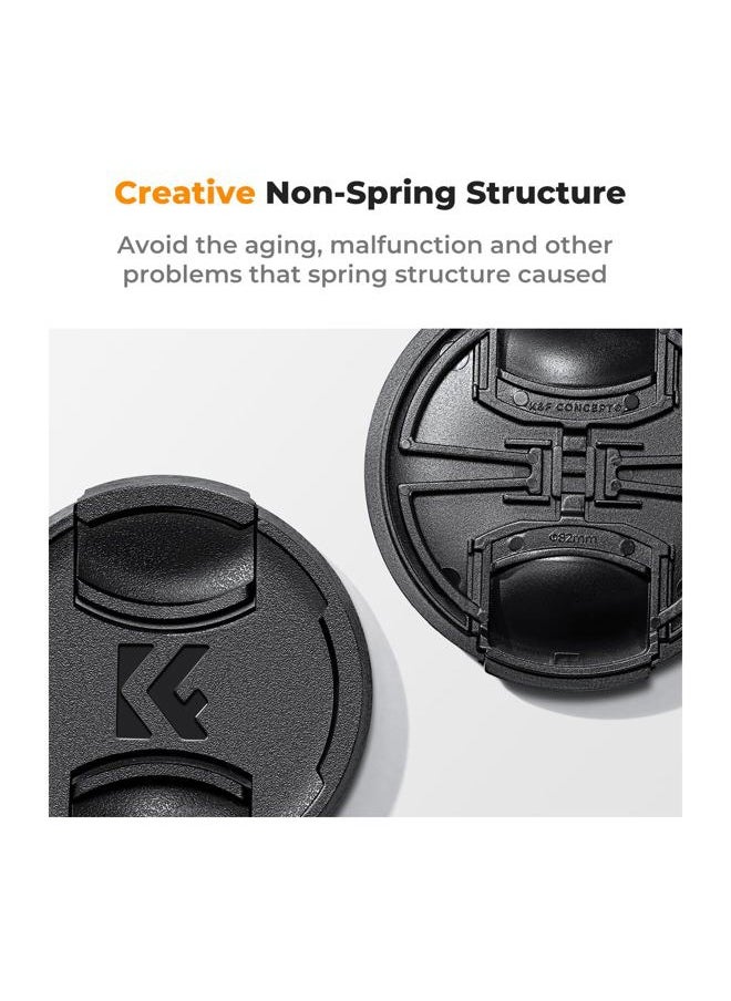 K&F Concept - 77mm Lens Cap, 9-in-1 Center Pinch Lens Cover + Anti-Loss Keeper Leash + Microfiber Cleaning Cloth Kits Compatible with Nikon, Canon, Sony, Fujifilm Camera Lenses - Image 1