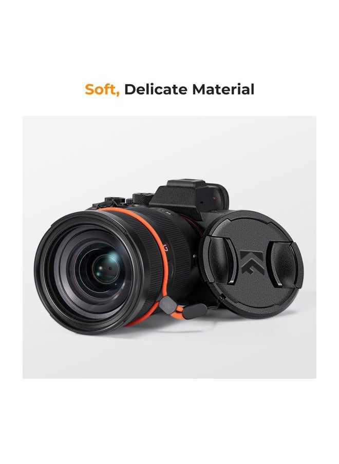 K&F Concept - 77mm Lens Cap, 9-in-1 Center Pinch Lens Cover + Anti-Loss Keeper Leash + Microfiber Cleaning Cloth Kits Compatible with Nikon, Canon, Sony, Fujifilm Camera Lenses - Image 1