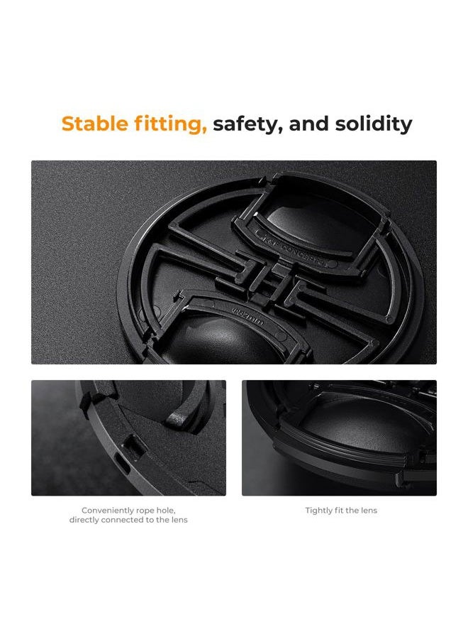 K&F Concept - 77mm Lens Cap, 9-in-1 Center Pinch Lens Cover + Anti-Loss Keeper Leash + Microfiber Cleaning Cloth Kits Compatible with Nikon, Canon, Sony, Fujifilm Camera Lenses - Image 1