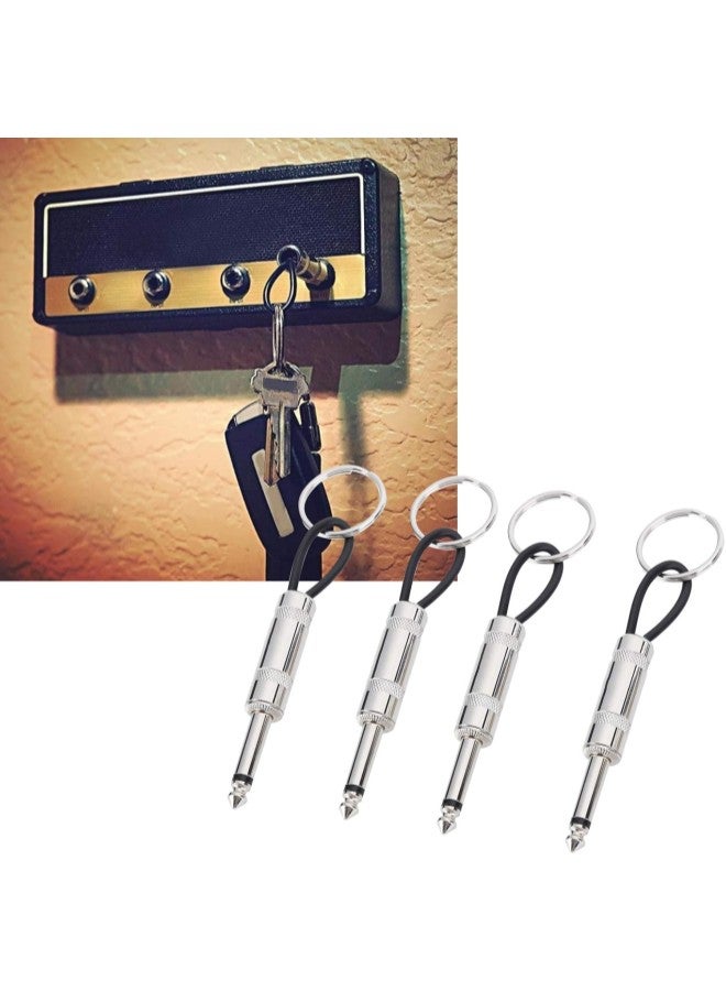 klarako 4 pcs Guitar Key Holder 6.35mm Audio Plug Type Keychain Portable Zinc Alloy Key Ring Accessory