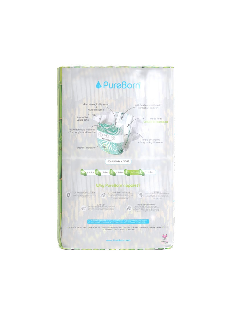 PureBorn Organic Bamboo Tape Style Diapers Size 4 6-12 Months Eco-Friendly Nappies With Wetness Indicator 48 Diapers - Image 2
