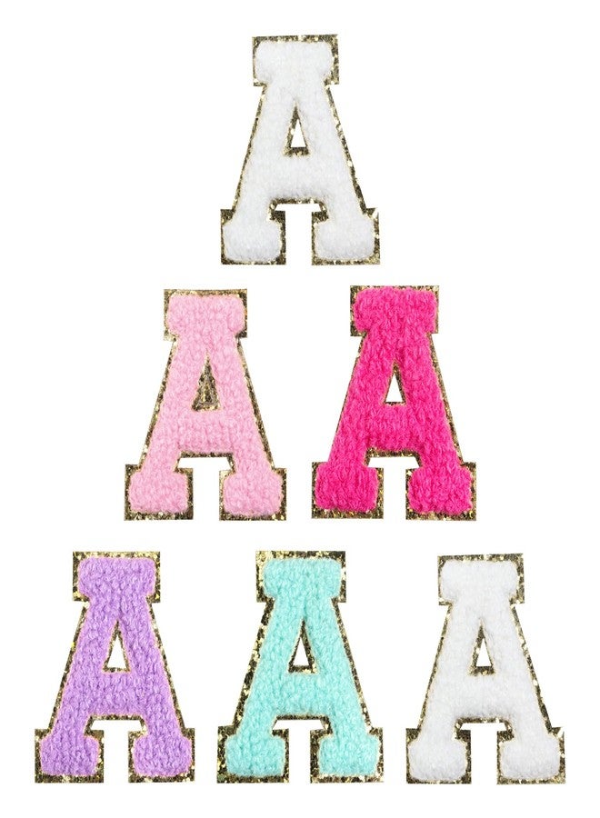 Ckysee 6Pcs Mixed Color Preppy Varsity Letter Patches, 2.17" Chenille Alphabet Stickers, Adhesive, Washable, Durable - Image 2