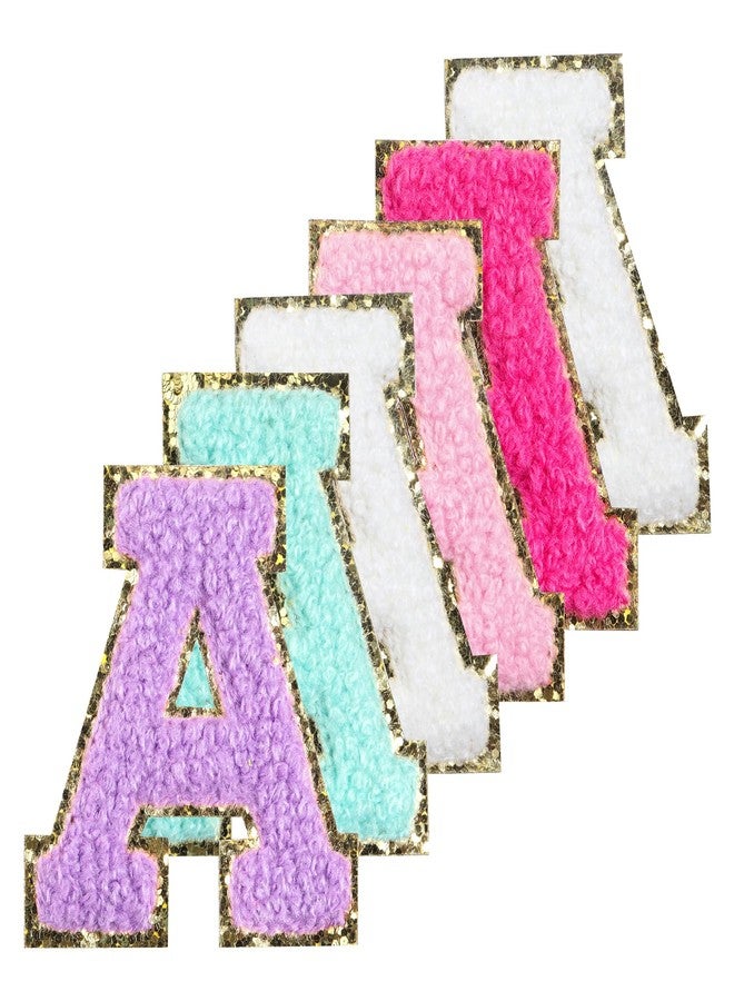 Ckysee 6Pcs Mixed Color Preppy Varsity Letter Patches, 2.17" Chenille Alphabet Stickers, Adhesive, Washable, Durable - Image 1