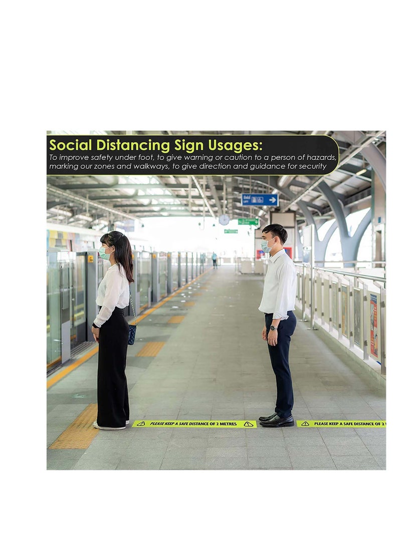 Y&D - 2 Pack Social Distancing Sign, Floor Stickers Safety Tape 2m Metre Apart Safe 33 m x 48mm - Image 1