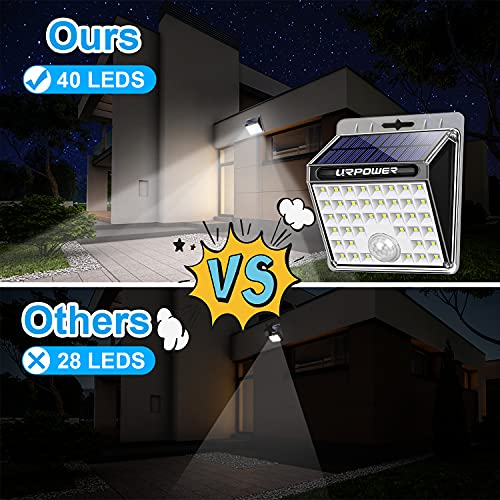 URPOWER Solar Lights Outdoor, 40 LED Motion Sensor Security Lights Solar Flood Lights Waterproof Solar Powered Outdoor Lights for Backyard, Fence, Deck, Patio, Garage (4 Pack) - Image 2