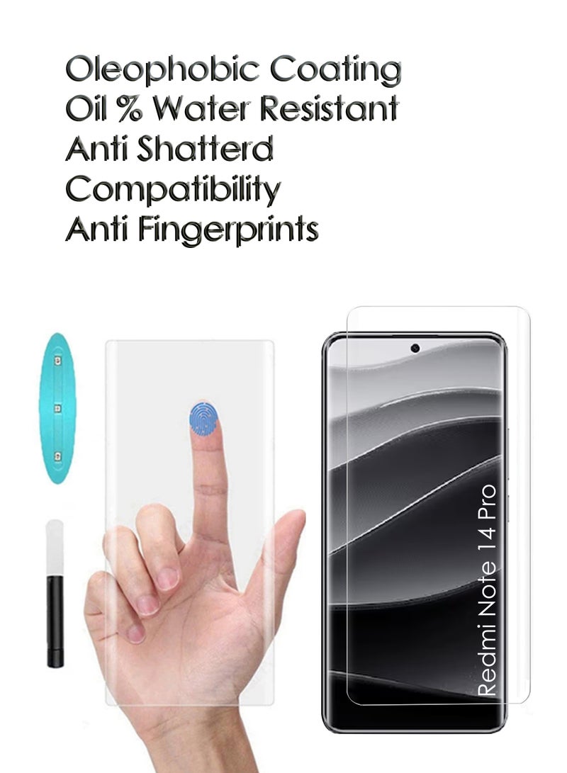 REWO Xiaomi Redmi Note 14 Pro 5G – UV Liquid Glue Full Screen Edge to Edge Tempered Glass Screen Protector, High Transparency, Delicate Touch, Anti-Explosion, Smooth Arc Edges. - Image 4