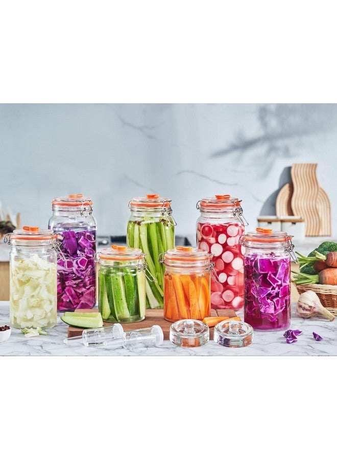 JILLMO Jillmo Fermenting Jar, 2 Liter Glass Fermentation Kit with Fermenting Weights and Airlocks for Kombucha, Sauerkraut, Pack of 2  - Image 5