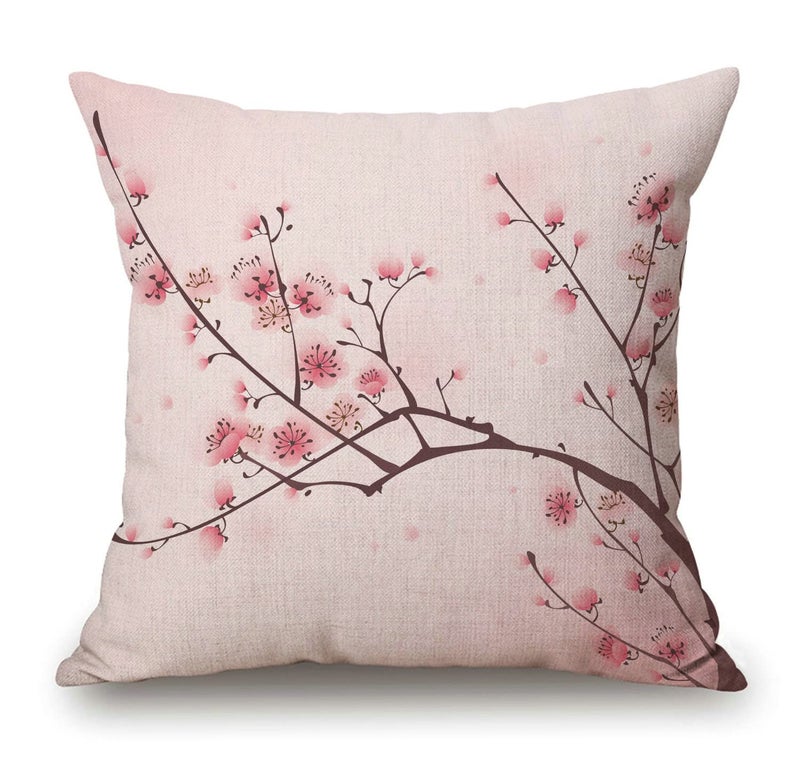 Solekla Spring Pillow Decorative Throw Pillow Cover 18x18 Inch Pink Chinese Cherry Blossom Flower Japan Plum Branch Double Sided Square Pillow Cases Pillowcase Sofa Cushion - Image 2