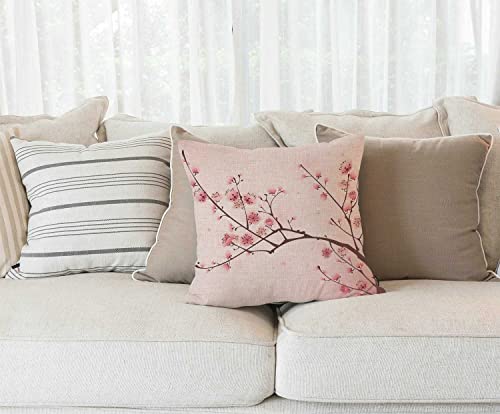 Solekla Spring Pillow Decorative Throw Pillow Cover 18x18 Inch Pink Chinese Cherry Blossom Flower Japan Plum Branch Double Sided Square Pillow Cases Pillowcase Sofa Cushion - Image 3