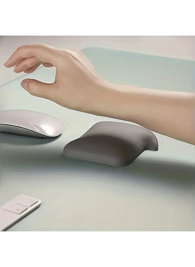 Gray Mouse Wrist Rest Pad Non Slip Surface Cushioned Support For Computer Office Gaming - Image 1