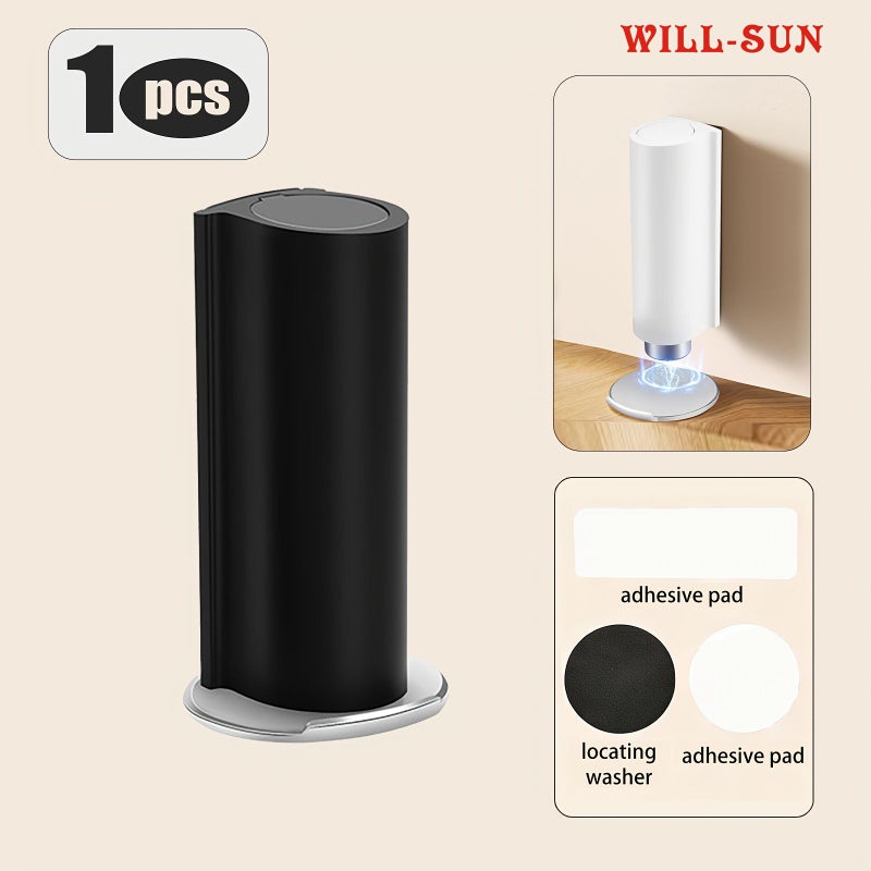 Black Ultra Narrow Silent Magnetic Door Stopper Anti Collision No Drill Invisible Clip Indoor Bathroom Toilet - Image 1