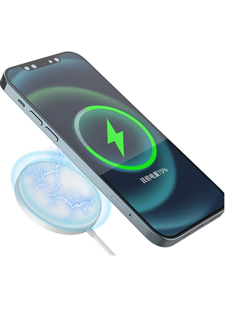 Mag Safe Wireless Charger Compatible with iPhone 13, 13 mini, 13 Pro & 13 Pro Max | Fast Magnetic Qi/PMA Wireless Charging Pad | Ultra-Slim Magnetic Power Charger for iPhone Devices | Safe & Efficient Wireless Power Delivery | UAE Plug Ready  - Image 3