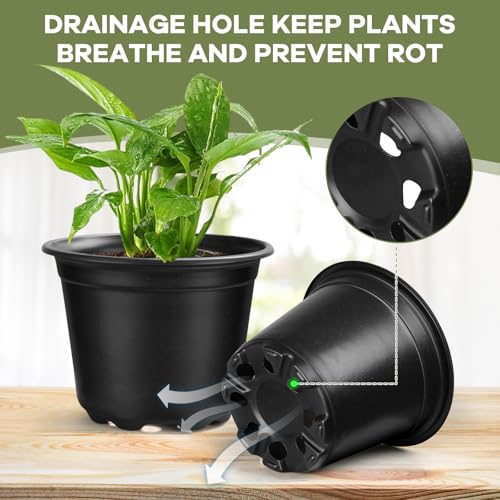 HQAUT 4 5 6 Inch Nursery Pots, 110 Packs Plastic Plant Pot with Drainage Hole, Seedling Starter Pots for Succulents (4 Inch) - Image 4