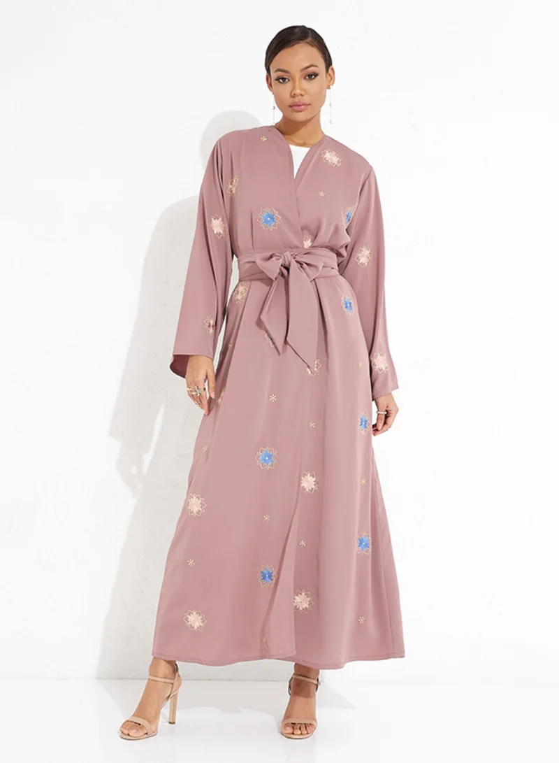 Rosette Abaya Flora Peach Abaya