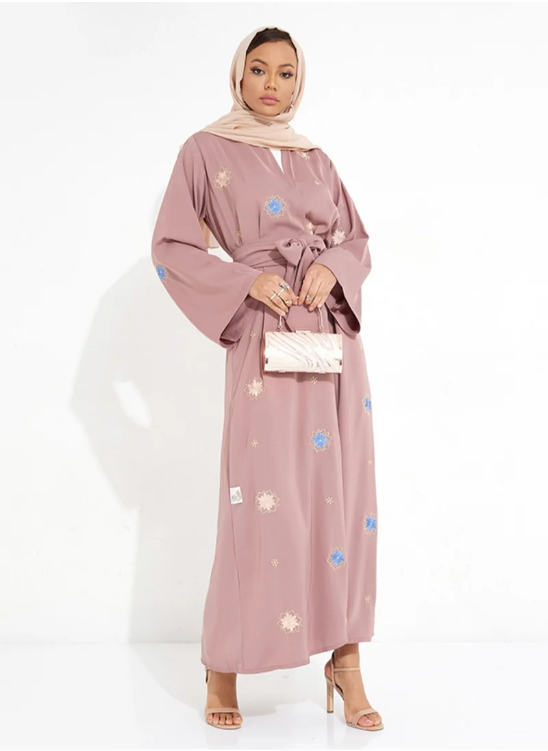 Rosette Abaya Flora Peach Abaya